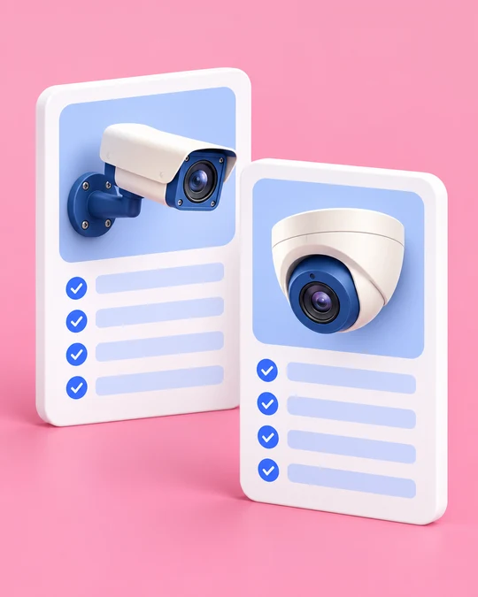 Illustration of two camera specification cards